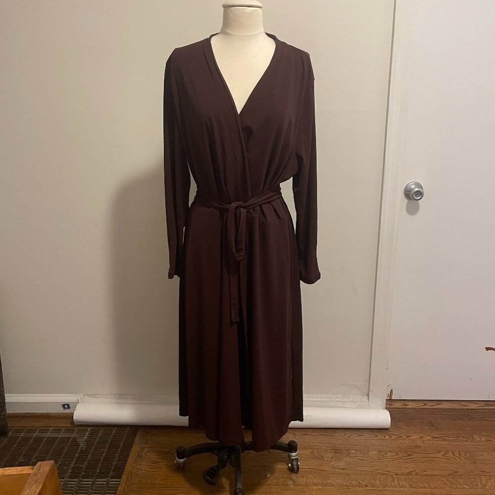 H&M Chocolate Brown Jersey Knit 70s Style Dress Women's Size XL